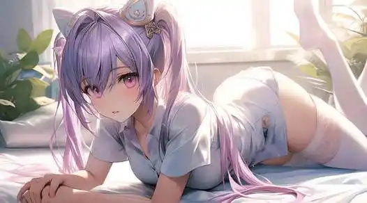 长发飘逸的ai动漫美少女侧脸美图桌面壁纸下雨下雨天果实盛开罂粟花