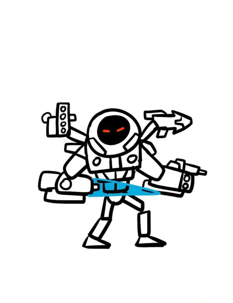 科幻机甲战争军事火柴人坦克机器人简笔画 上周上课时带孩子们画的多