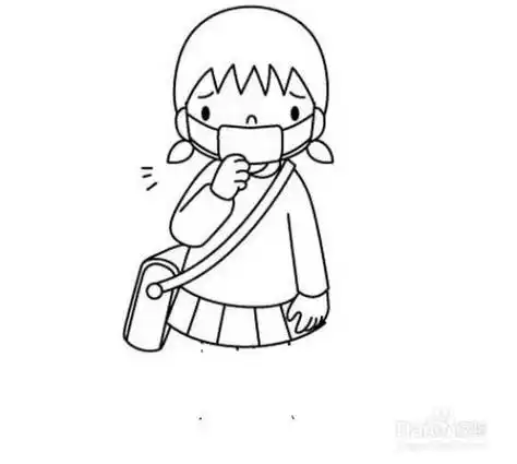 戴口罩的小女孩的画法
