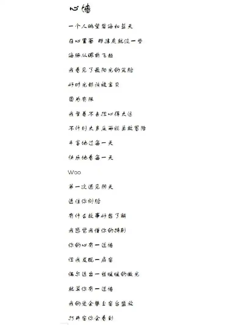 每天一首歌词分享——《心墙》