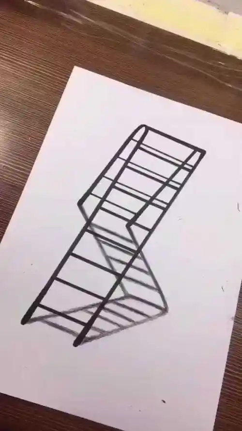 大神教你画3d立体感的梯子其实挺简单的
