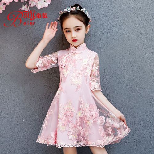 女童旗袍中国风连衣裙儿童礼服民国风小女孩童装演出服女童公主裙