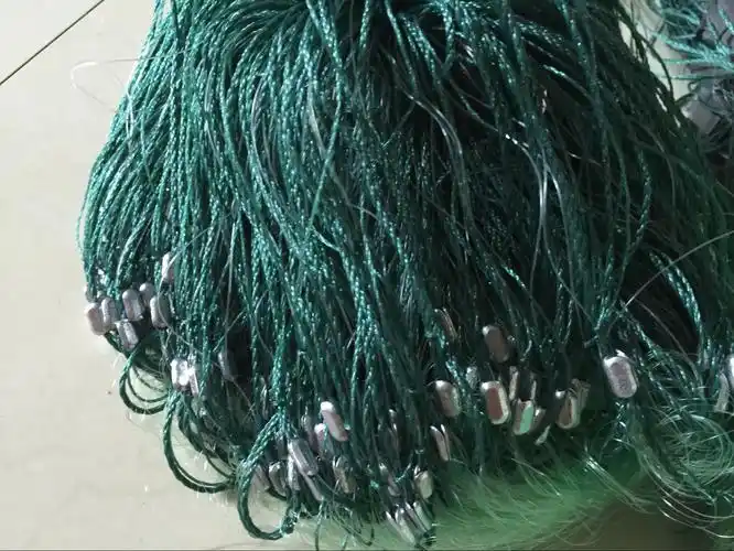 进口绿丝网5米高3指100米三层渔网(沉)捕鱼网粘网 沾网.