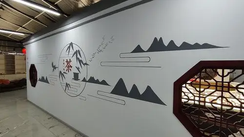 昆明世博园茶文化墙体彩绘/云南茶文化墙体彩绘—锦泰