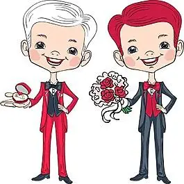 伴郎伴侣插画矢量素材