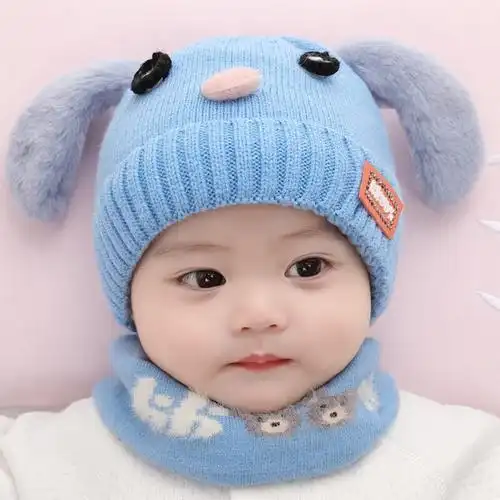 宝宝帽子秋冬男宝婴儿秋季女宝秋款针织毛线帽护耳帽冬季洋气新生