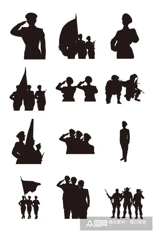 军人人物剪影设计素材