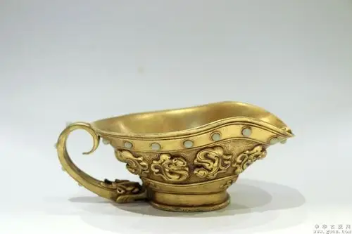 明永乐年制款铜鎏金瑞兽酒杯 - 中华古玩网 - 古董收藏,古玩收藏,古玩