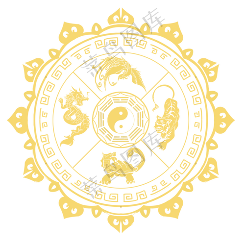 国潮年画四大神兽八卦图(2000x2000(dpi:300))psd模版下载