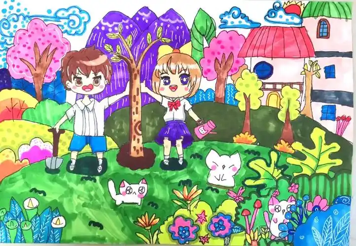 呵护地球 建绿色家园 小学生环保绘画一等奖 - 智慧妈咪网