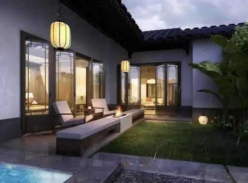 有节,挺拔凌云,不畏霜寒的品格精神,所以竹子是中式别墅庭院景观设计