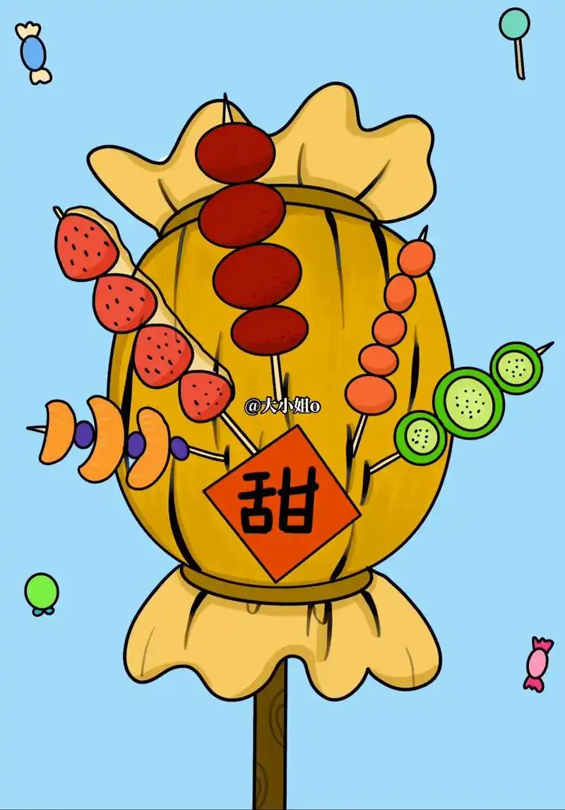 冰糖葫芦/儿童创意画.又香又甜的冰糖葫芦,慢慢画,一画就会# - 抖音