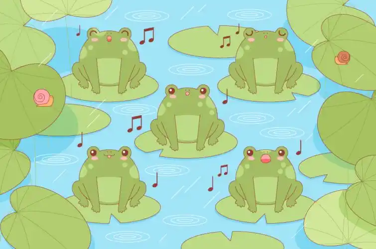 站在荷叶上唱歌的青蛙矢量素材(ai/eps)_dowebok