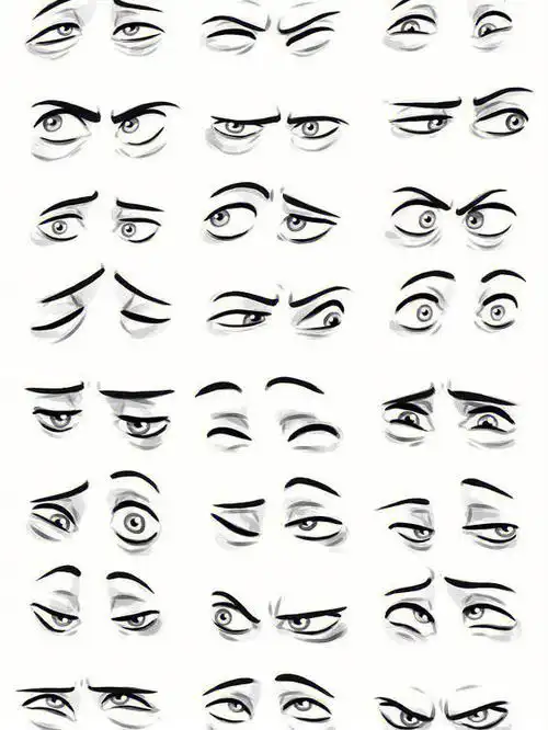 动漫卡通眼睛黑白素材