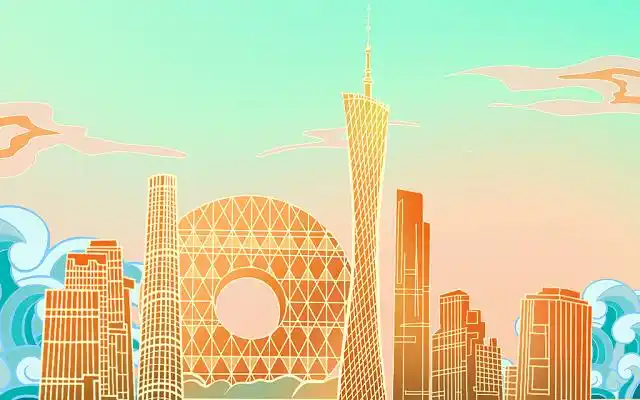 广州建筑 城市印象 旅行场景 海报国潮 psd城市建筑广州