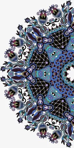 蓝色中国风花纹装饰图案