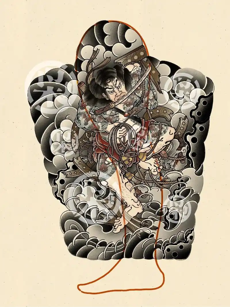 抖音图文来了 #阜阳 #老传统纹身 张顺破水门全腿花臂手稿 - 抖音