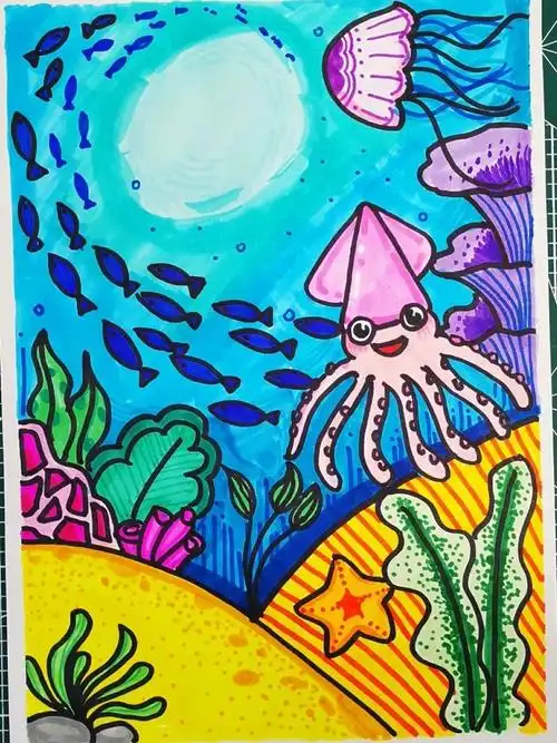 苏少版小学美术四年级上册《海洋世界》#小学美术老师#儿童创意美术