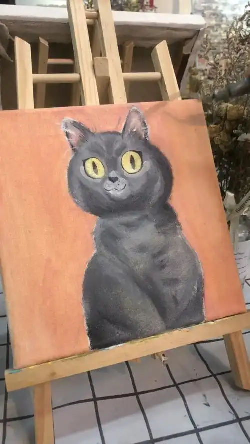 画100只猫92系列油画96今日翻牌蓝猫#猫 #画画 #手绘 #油画