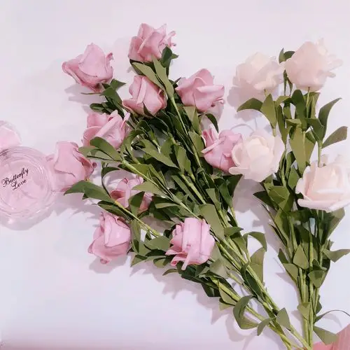 香槟玫瑰仿真花束ins风插假花泡沫仿真花
