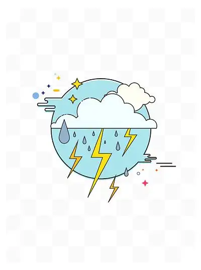 卡通可爱带表情的天气装饰元素28644天气图标太阳月亮星星打雷下雨