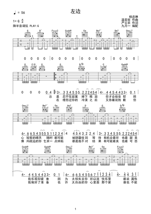 吉他谱 第1页
