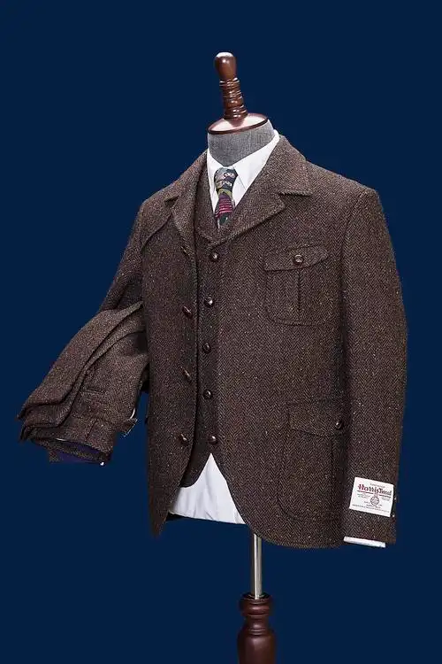 玩儿harristweed哈里斯花呢单排扣复古羊毛猎装西服外套1728c1xs44