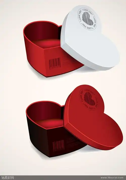 打开的心形包装盒设计矢量素材