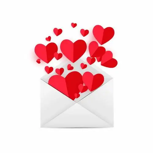 打开的信封中飞出的红心红色心形符号图案png图片免抠eps矢量素材