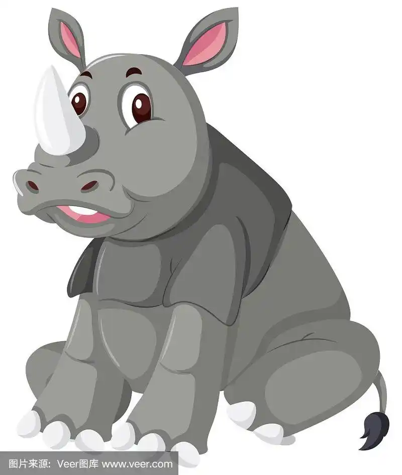 可爱的犀牛在白色的背景