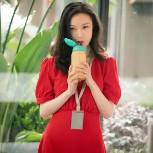 流金岁月朱锁锁倪妮同款红裙v领泡泡袖收腰红色连衣裙2021夏新款