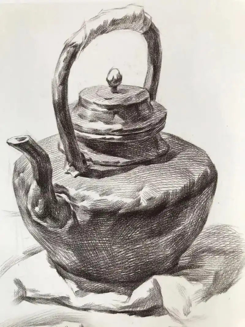 素描陶罐单体塑造步骤图 #吴居才素描静物 #xiao才兒素描 - 抖音