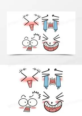 一组卡通手绘小表情合集元素
