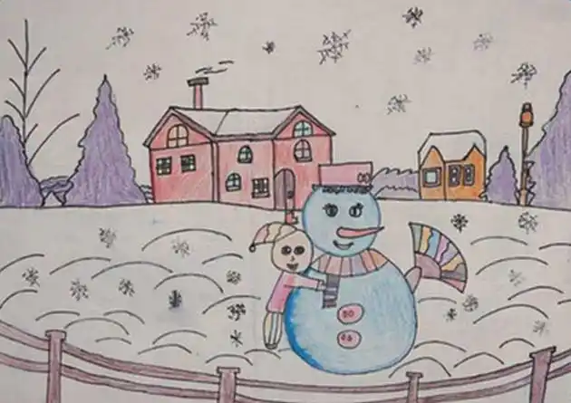 美丽的雪景画,冬天景色图片儿童画,冬日雪景关于冬天景色的图画大全