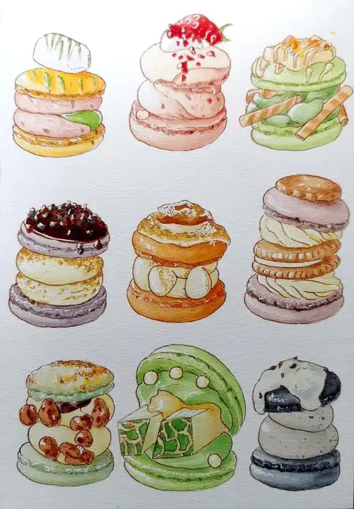 马卡龙水彩插画|插画|商业插画|蜜蜂手绘 - 原创作品 - 站酷 (zcool)