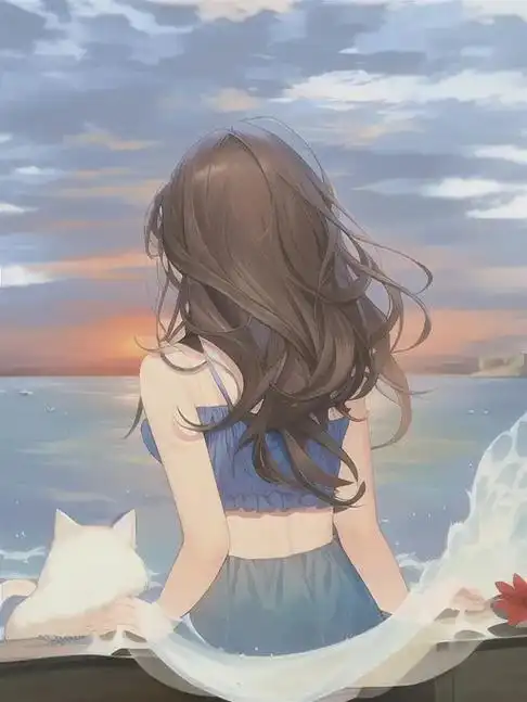 海边背影漫画头像.