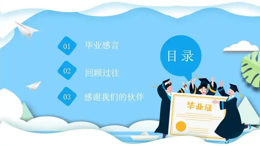 卡通风青春毕业季ppt模板课件_第3页