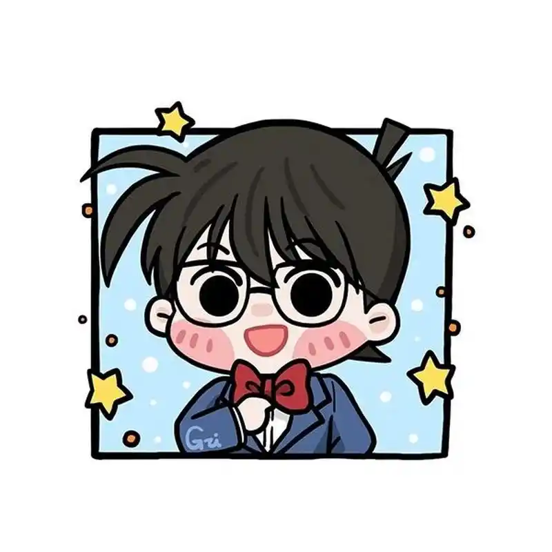 96萌小g爱涂鸦 《名侦探柯南》q版头像无水印 柯南系列完成了 旁边