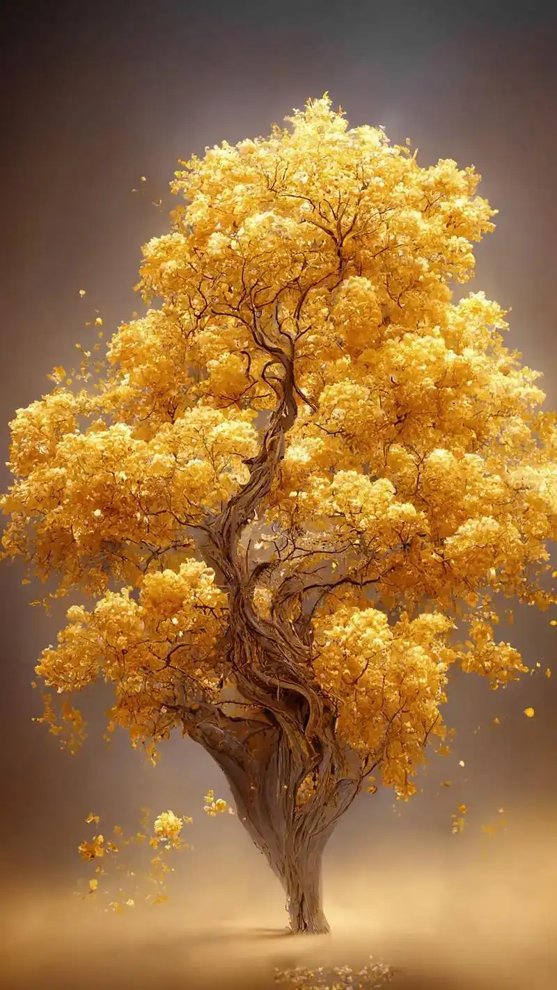 黄金树大丰收!金秋十月,银杏丰收,祝福您心想事成!#手机壁纸 - 抖音