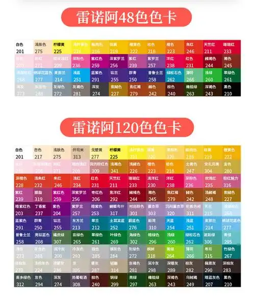 收藏6015常见品牌彩铅色卡及色号转换表