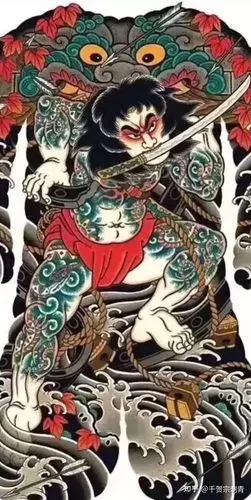 日式纹身手稿张顺破水门日本著名纹身师三代目雕佑西作品花和尚鲁智深