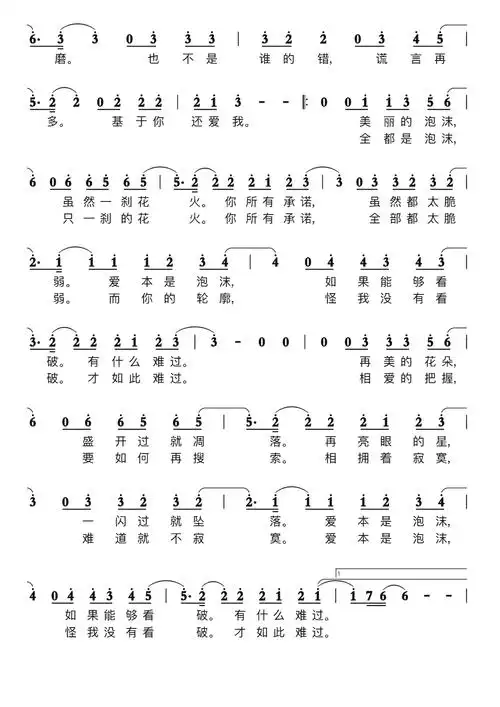 泡沫简谱 2012年发行的音乐专辑《xposed》
