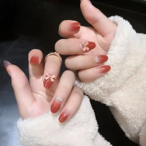 mzy01破茧化蝶焦糖渐变蝴蝶装饰网红爆款显白时尚可穿戴美甲成品