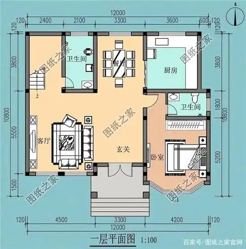 三套12×11米农村建房设计图,户型大小各不相同,你更喜欢哪一套