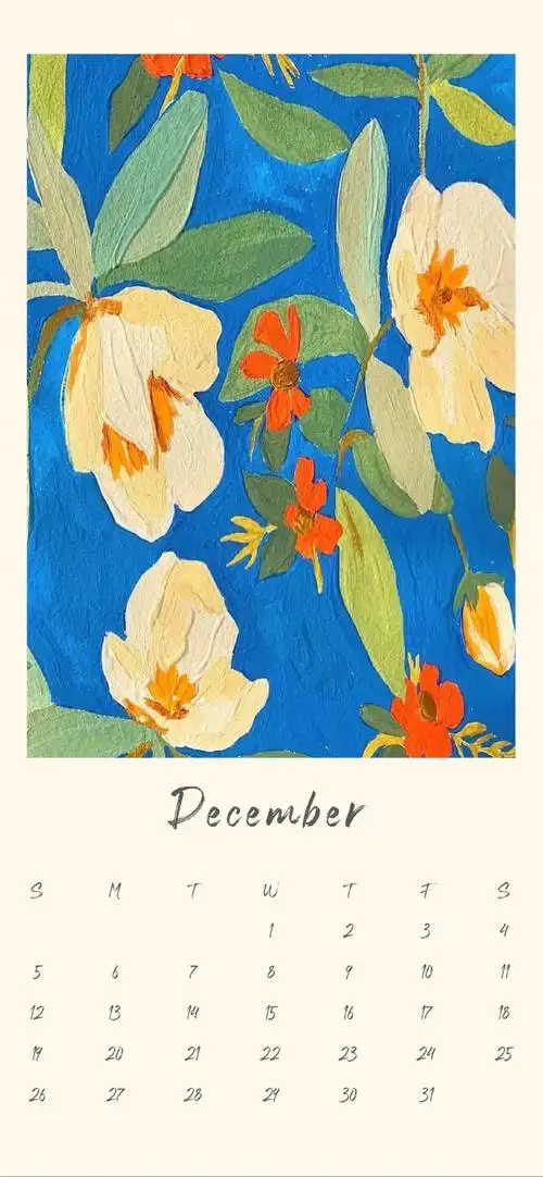 2021全年清新油画日历