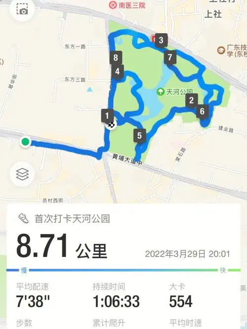 首卡天河公园,摸索路线状态.