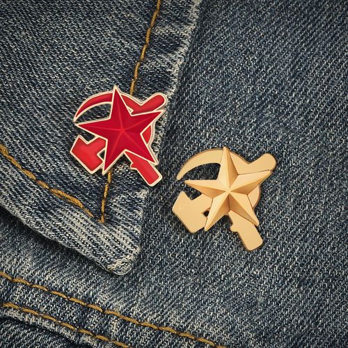 烤漆合金胸针复工苏联五角星镰刀锤子胸章无产阶级标志书包装饰品