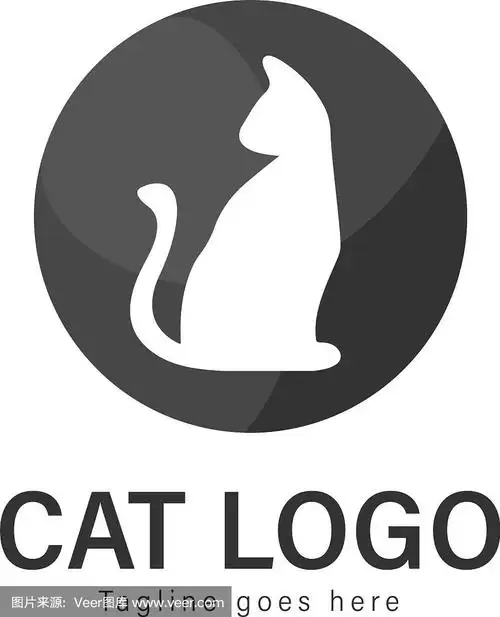 猫标志设计现代猫标志模板孤立