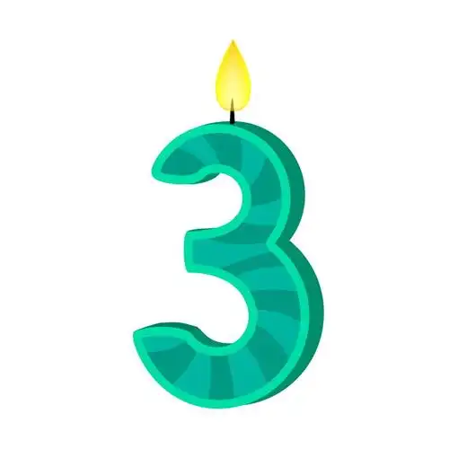 三周岁生日快乐生日蜡烛数字蜡烛400846免抠图片素材