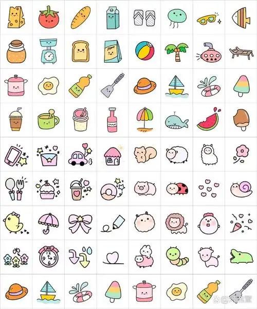 超萌点缀画,可爱的简笔画,边框,手抄报